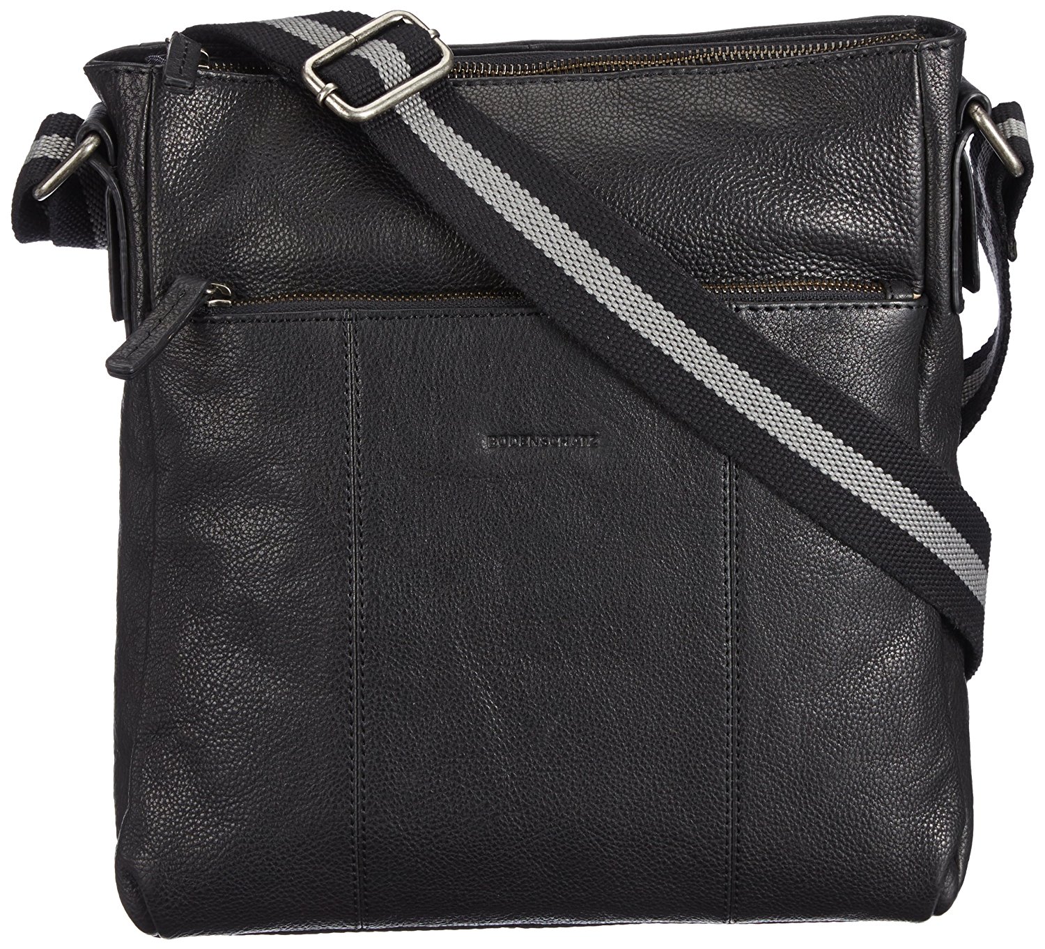 Bag Mens Unisex Black Leather Carrara Zips