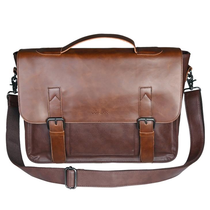 Shoulder Handbag Pu Leather Briefcase Vintage Laptop Messenger