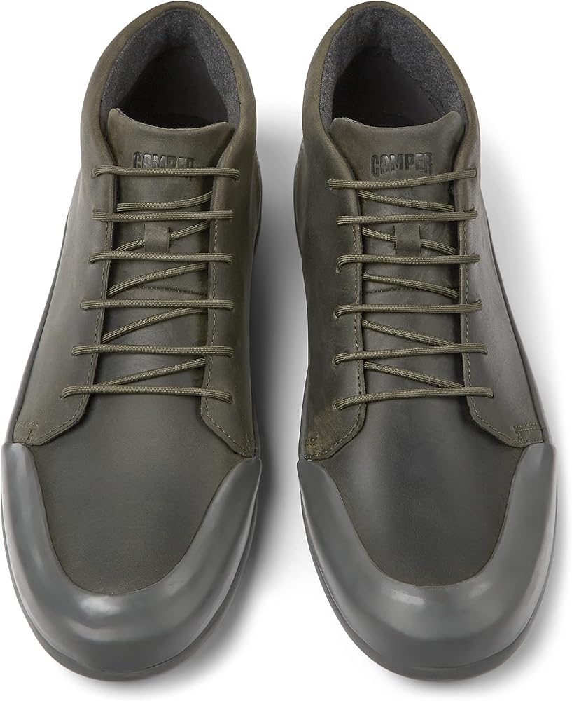 Camper Chasis Mid Dark Green Leather Sneakers