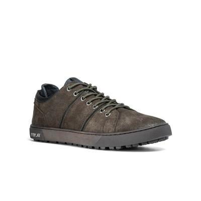 Replay Mens Hauge Leather Grau (Stone) Sneakers - Kliknutím na obrázek zavřete